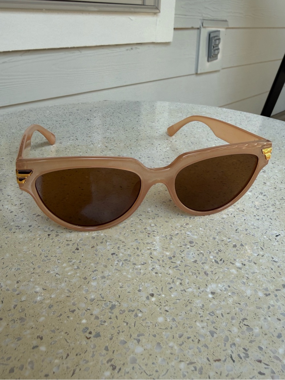 Women’s Beige Nude Sunglasses with Brown Lenses - Fashion Accessory